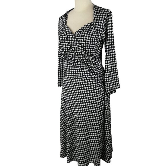 Like new! LEOTA Black and white Houndstooth Sweetheart Neckline Dress Si… - Picture 2 of 16
